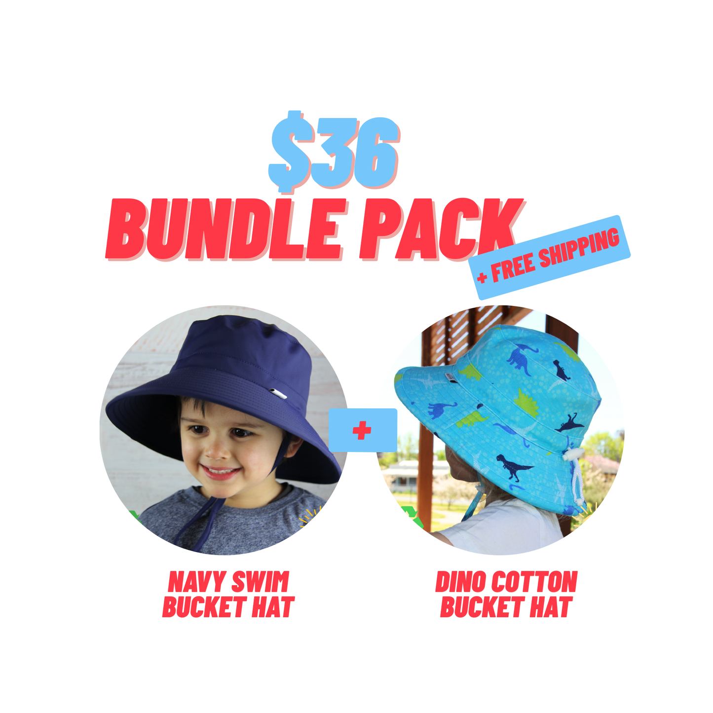 BUNDLE PACK - Swim Bucket Hat + Cotton Bucket Hat - Limited Sizes